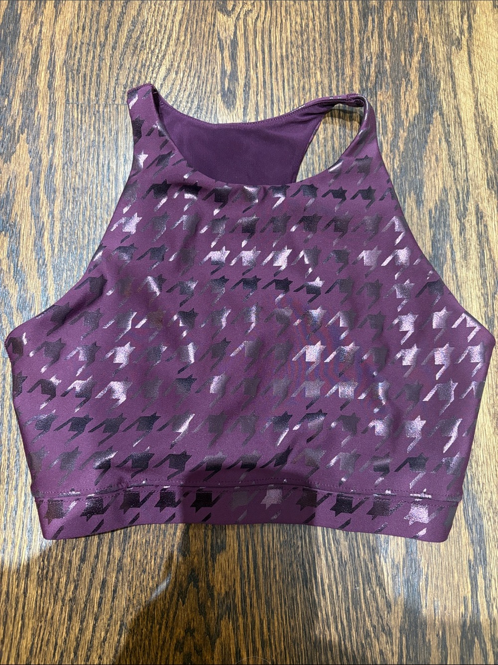Peloton Plum Houndstooth High-Neck Sports Bra